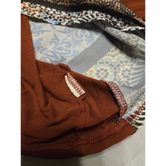 Zara‎ W/B Collection Womens Small Scarf Print Silky Feel Shirt Cap Sleeve Rust - Picture 5 of 7